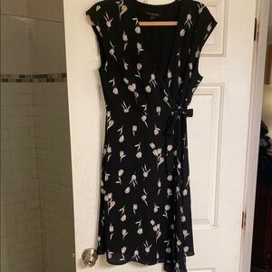 Banana Republic Black and White Midi Wrap Dress
